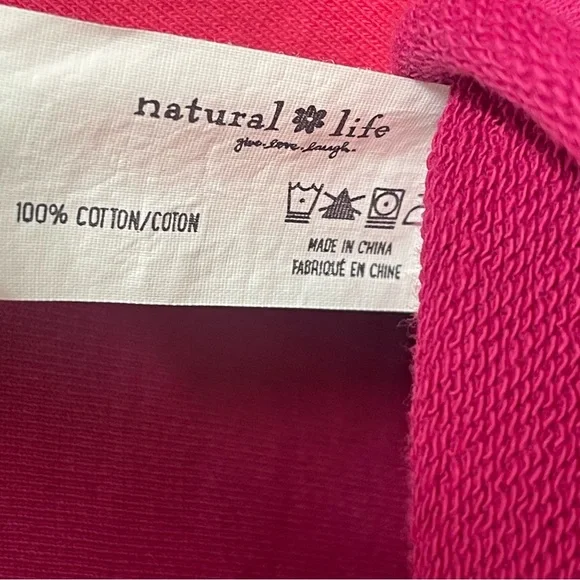 Natural Life Large Jess Colorblock Sweatshirt in Hot Pink Half-Zip Top - Picture 10 of 10